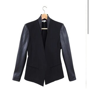 COPY - Helmut Lang Black Leather Trim Wool Blazer size 4
